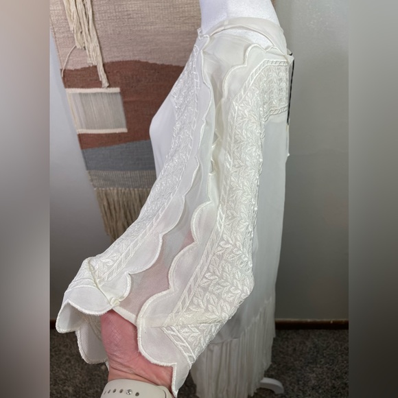 Isabel Marant White Sheer Embroidered Fully Lined Pleated Mini dress 10 NWT - Picture 5 of 11